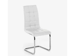 Silla de cocina y comedor elegante de polipiel con respaldo alto Dudak - Blanco