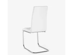 Silla de cocina y comedor elegante de polipiel con respaldo alto Dudak - Blanco
