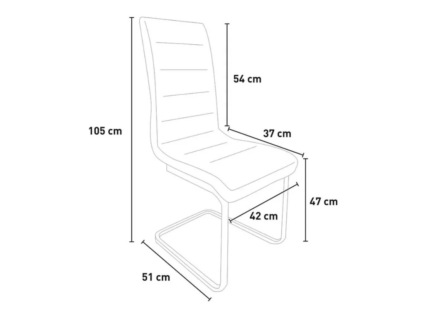 Silla de cocina y comedor elegante de polipiel con respaldo alto Dudak - Blanco