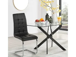 Silla de cocina y comedor elegante de polipiel con respaldo alto Dudak - Negro