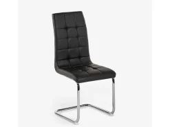 Silla de cocina y comedor elegante de polipiel con respaldo alto Dudak - Negro