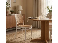 Silla de cocina y restaurante exterior apilable de estilo clásico Vihmin - Blanco