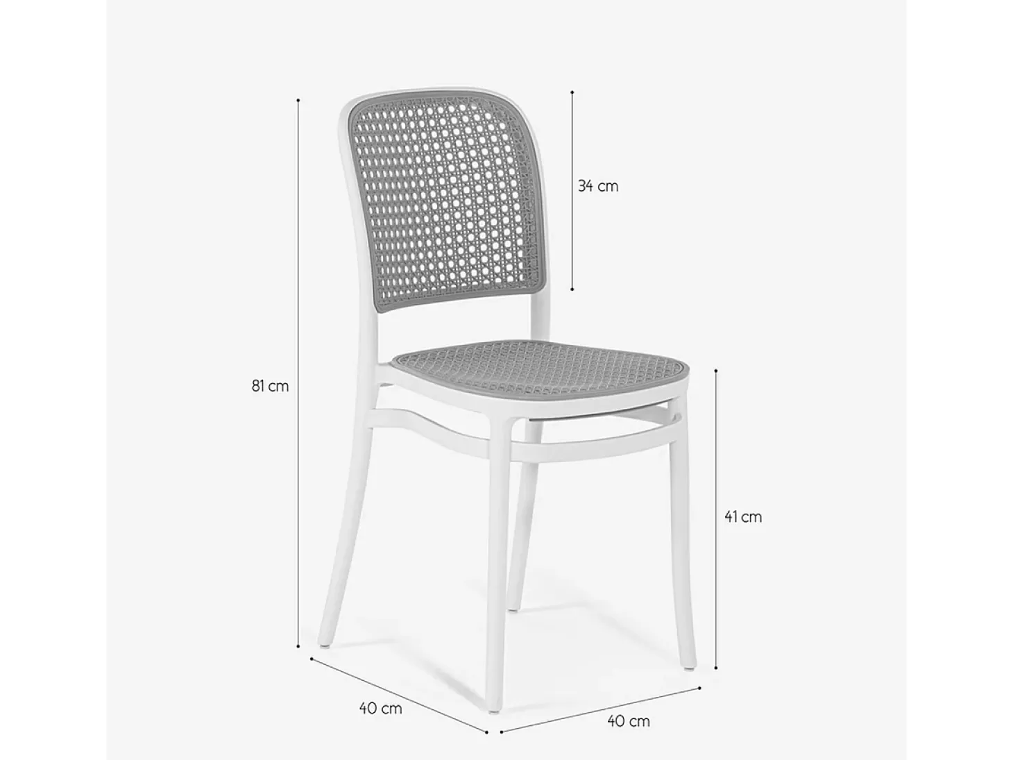 Silla de cocina y restaurante exterior apilable de estilo clásico Vihmin - Blanco