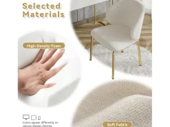 Silla de comedor - 47,5 x 56 x 74 cm - Silla de tocador - Patas doradas - Chenilla - Beige