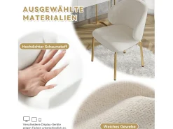 Silla de comedor - 47,5 x 56 x 74 cm - Silla de tocador - Patas doradas - Chenilla - Beige