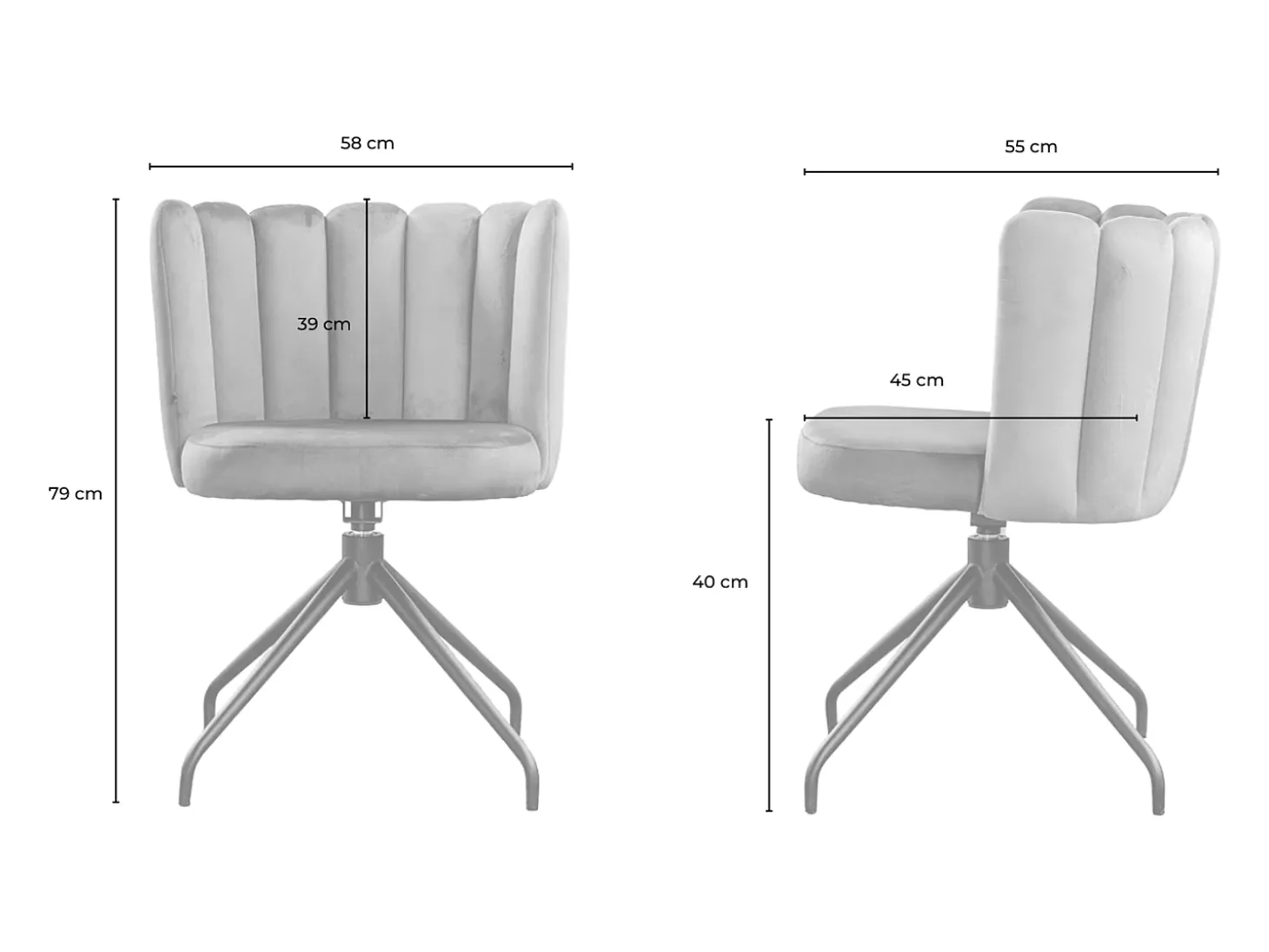 Silla de comedor - Gris terciopelo - JADA