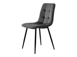 Silla de comedor (4 piezas), gris oscuro, juego de 4 sillas tapizadas con respaldo, asiento de terciopelo, estructura de metal.