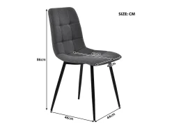 Silla de comedor (4 piezas), gris oscuro, juego de 4 sillas tapizadas con respaldo, asiento de lino, estructura de metal.