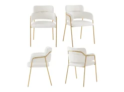 Silla de comedor (4 piezas), moderna, patas doradas, tela ergonómica, lujo, beige (51 x 44 x 77 cm)