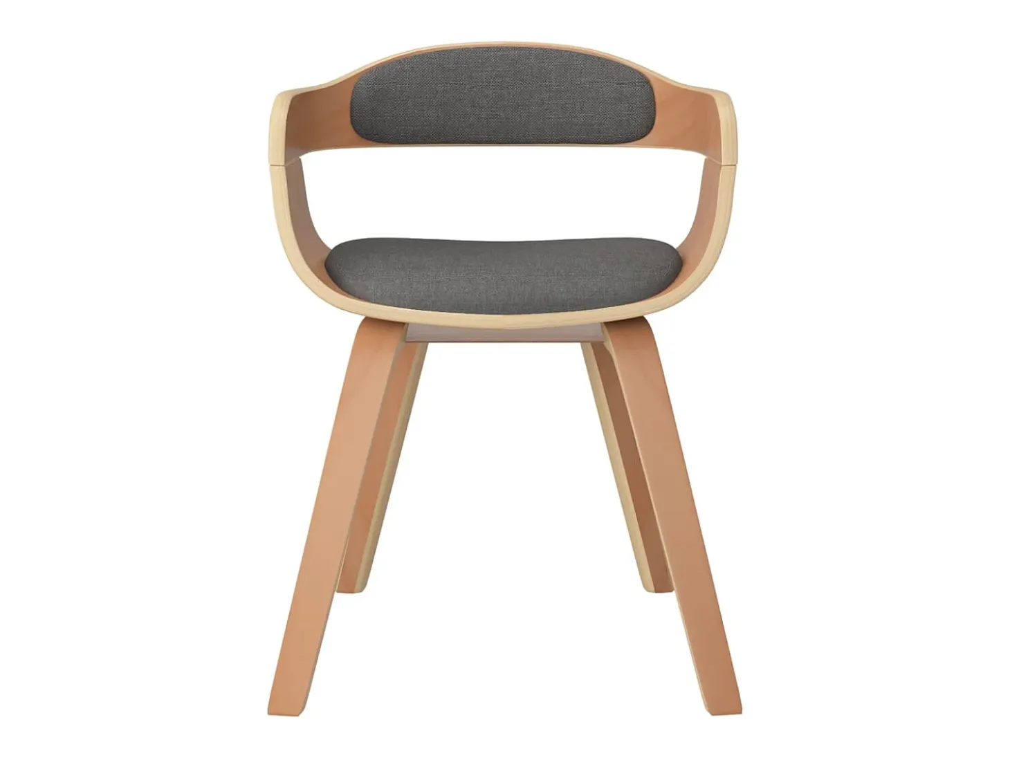 Silla de comedor 4 uds madera curvada y tela gris claro