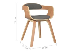 Silla de comedor 4 uds madera curvada y tela gris claro