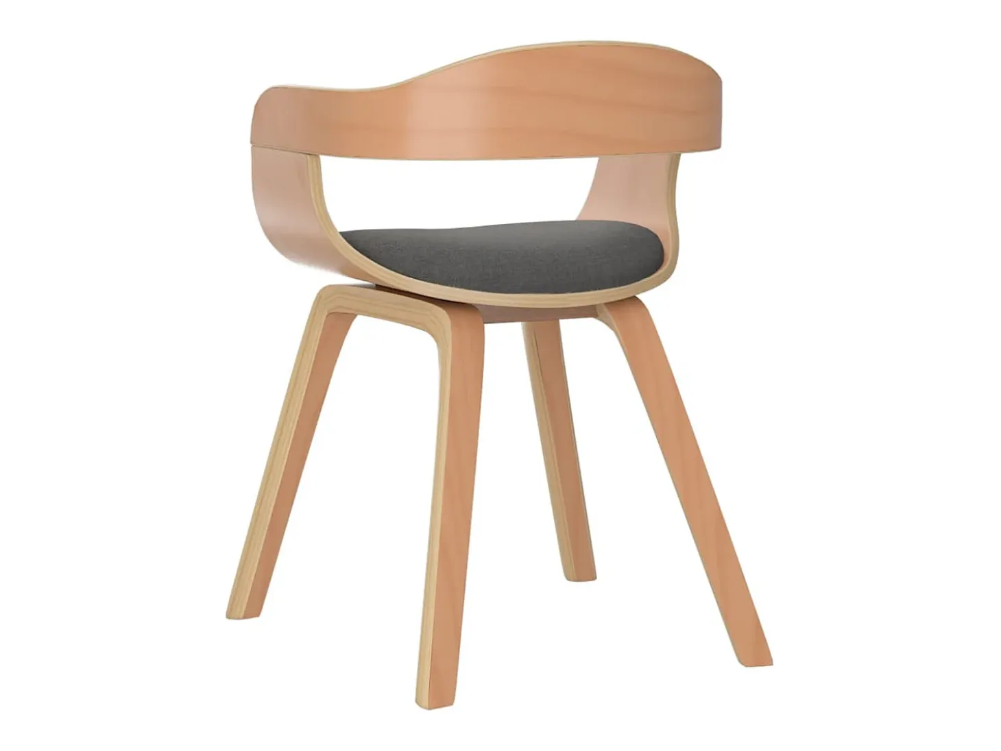 Silla de comedor 4 uds madera curvada y tela gris claro