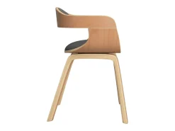 Silla de comedor 4 unidades madera curvada y tela gris claro