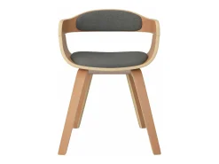 Silla de comedor 4 unidades madera curvada y tela gris claro
