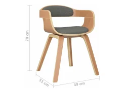 Silla de comedor 4 unidades madera curvada y tela gris claro