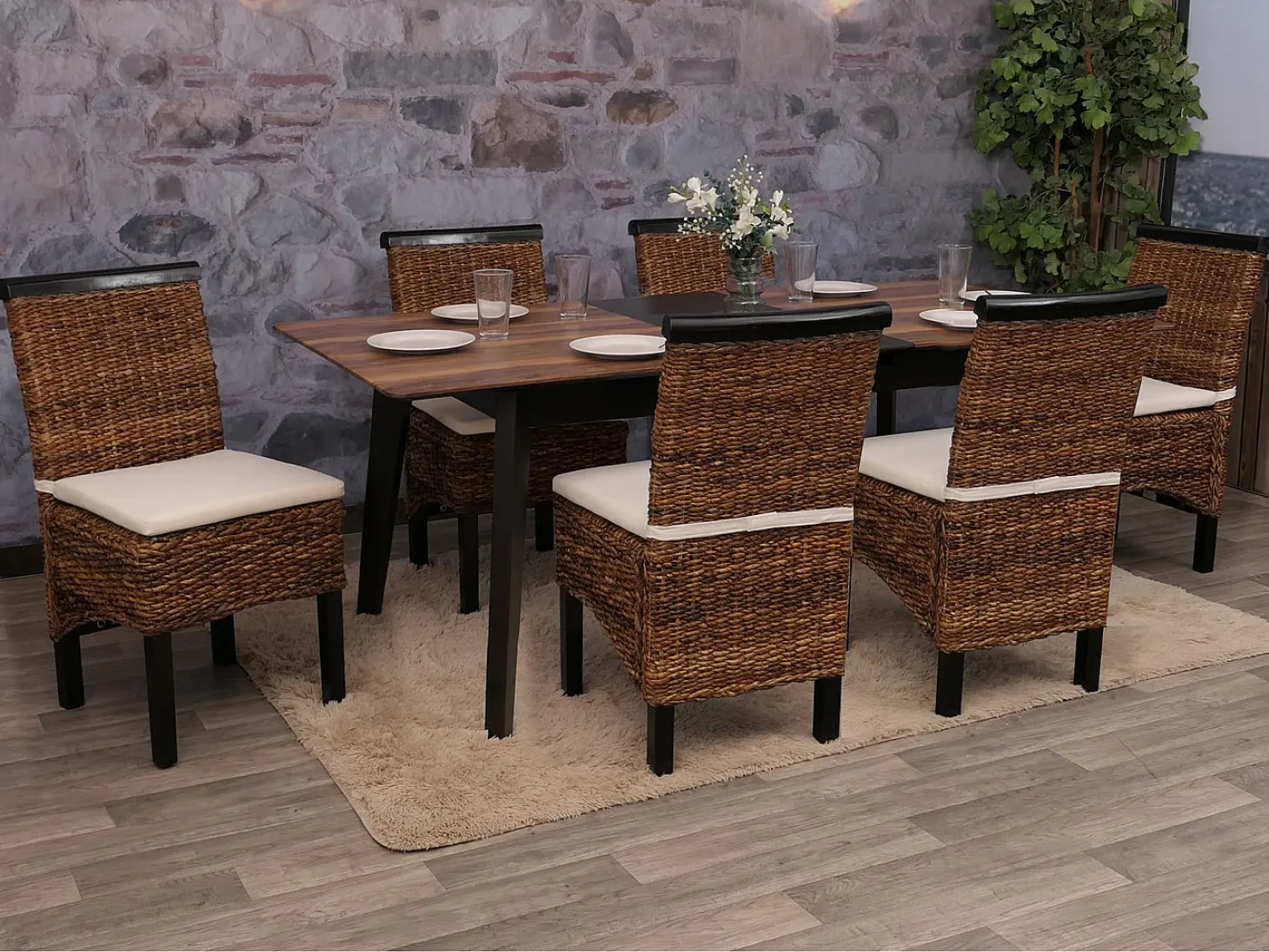 Silla de comedor Acireale (set de 6), oscuro, con cojín