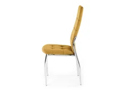 Silla de comedor acolchada Elysium de terciopelo amarillo mostaza con patas de metal