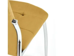 Silla de comedor acolchada Elysium de terciopelo amarillo mostaza con patas de metal