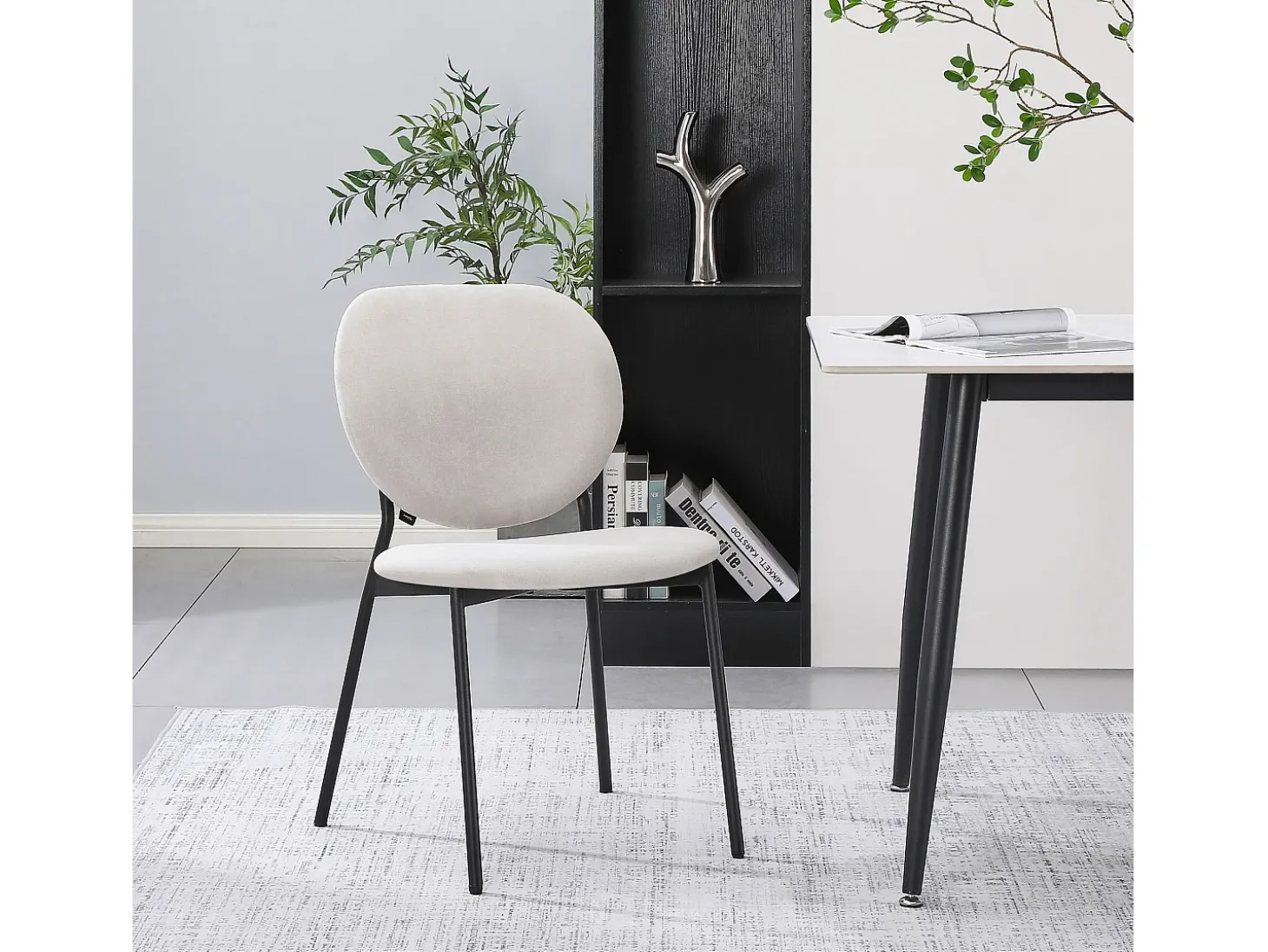 Silla de comedor acolchada – Chenilla hidrofóbica greige – BROCTALM