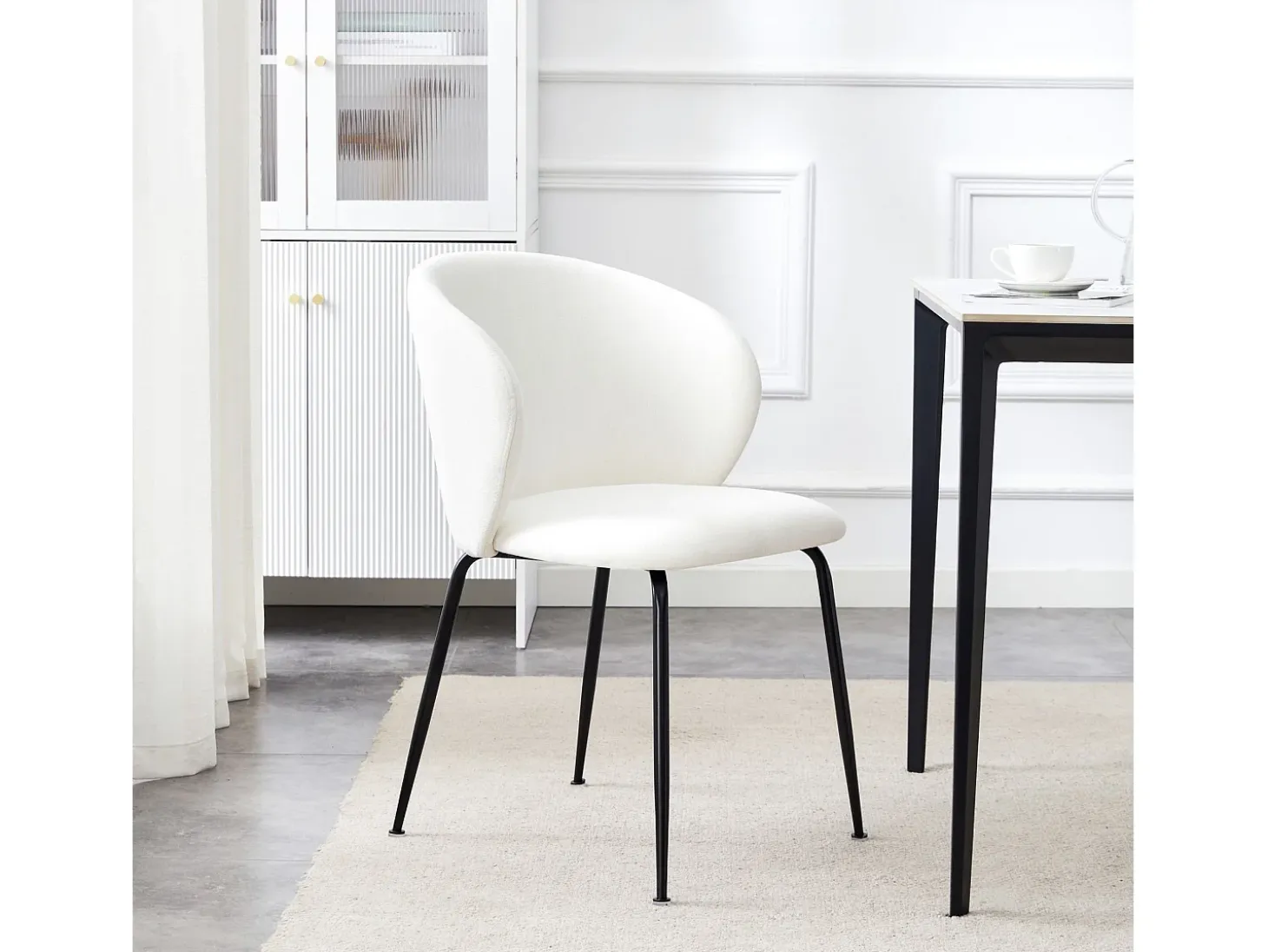 Silla de comedor acolchada – Tejido hidrofóbico crema – MEALIZE