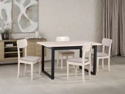 Silla de comedor acolchada – Beige claro/Greige – NOELES