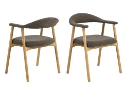 Silla de comedor Addi con reposabrazos bouclé gris.