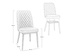 Silla de comedor Alma en microfibra nobuk gris oscuro con patas de metal negro