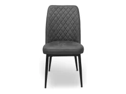 Silla de comedor Alma en microfibra nobuk gris oscuro con patas de metal negro