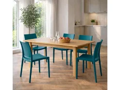 Silla de comedor Altea en plástico verde petróleo, modelo confort