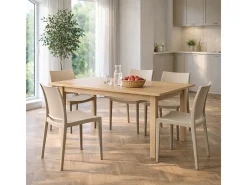Silla de comedor Altea en plástico marrón claro, modelo confort