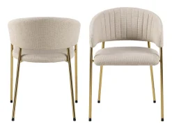 Silla de comedor Ann con reposabrazos beige.