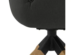 Silla de comedor Aura patas de roble con reposabrazos y retorno en color gris oscuro.