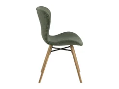 Silla de comedor Bali en color verde y patas en roble macizo.