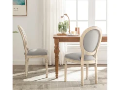 Silla de comedor barroca, sillas de comedor estilo rústico francés, silla barroca, silla tapizada, juego de 2 sillas de cocina de madera, color gris
