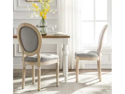 Silla de comedor barroca, sillas de comedor estilo rústico francés, silla barroca, silla tapizada, juego de 2 sillas de cocina de madera, color gris