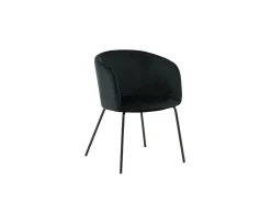 Silla de comedor Berit con reposabrazos, terciopelo negro.