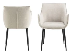 Silla de comedor Bonita con reposabrazos tela beige.