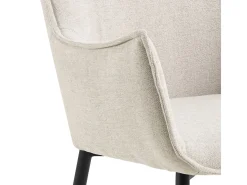 Silla de comedor Bonita con reposabrazos tela beige.