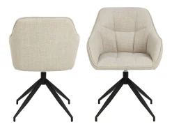 Silla de comedor Brenda con reposabrazos, función giratoria, color beige.