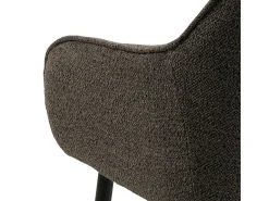 Silla de comedor Brooke con reposabrazos en bouclé gris.