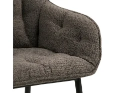 Silla de comedor Brooke con reposabrazos en bouclé gris.