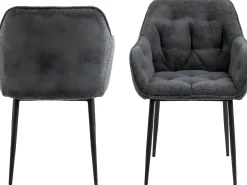 Silla de comedor Brooke con reposabrazos gris.