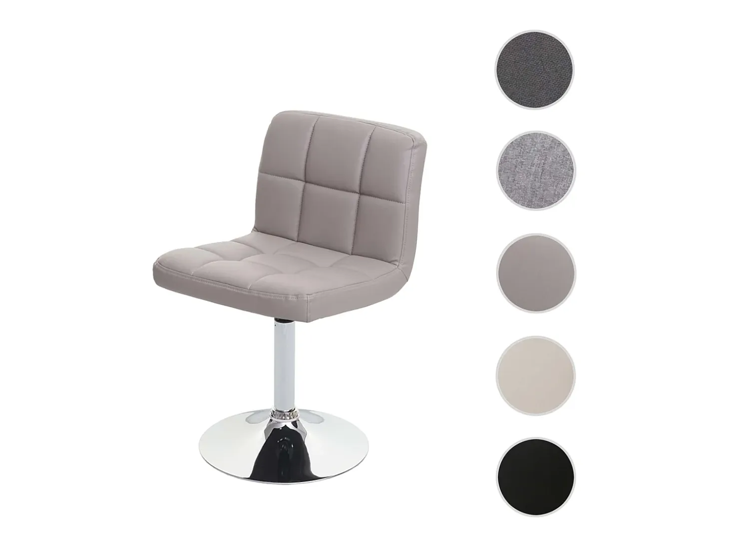 Silla de comedor Cadiz, giratoria, piel sintética gris topo, base cromada