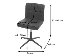 Silla de comedor Cadiz II (set de 2), tela/textil gris oscuro, base negra