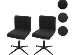 Silla de comedor Cadiz II (set de 2), tela/textil gris oscuro, base negra