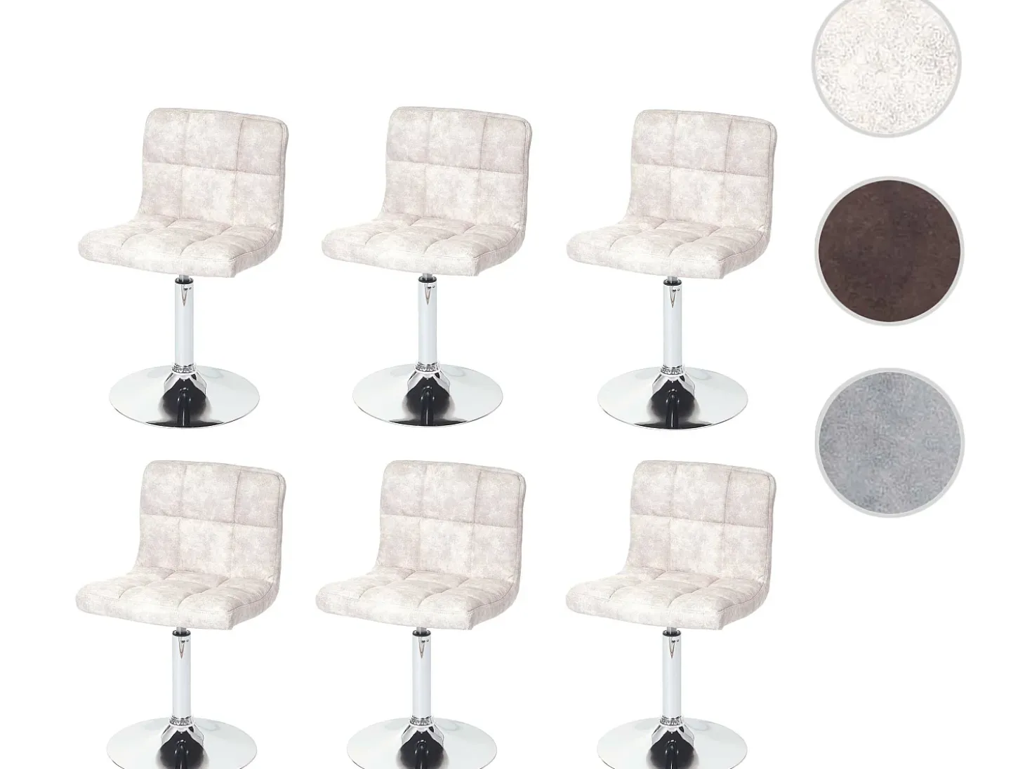 Silla de comedor Cadiz (set de 6), vintage gris claro