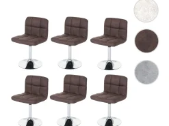 Silla de comedor Cadiz (set de 6), vintage marrón oscuro