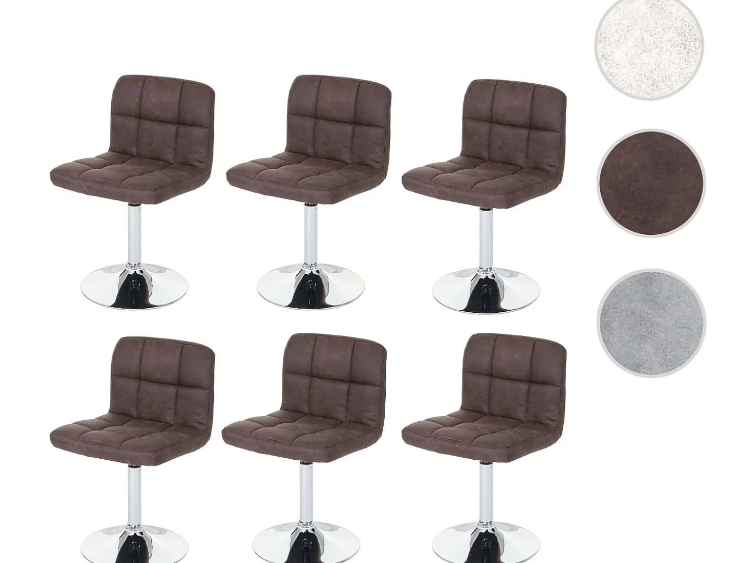 Silla de comedor Cadiz (set de 6), vintage marrón oscuro