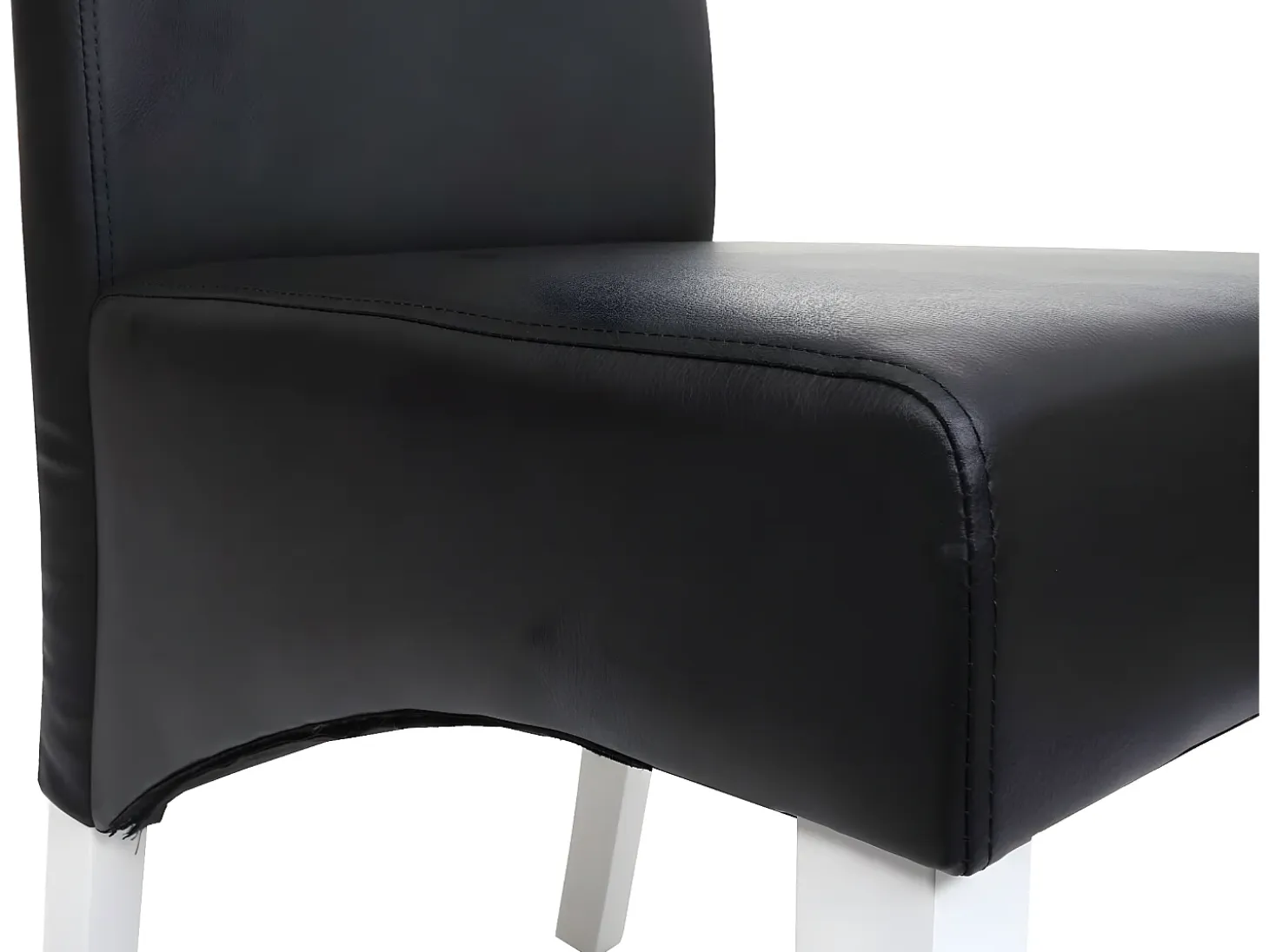 Silla de comedor Cesena (set de 2), cuero, negro, pies blancos