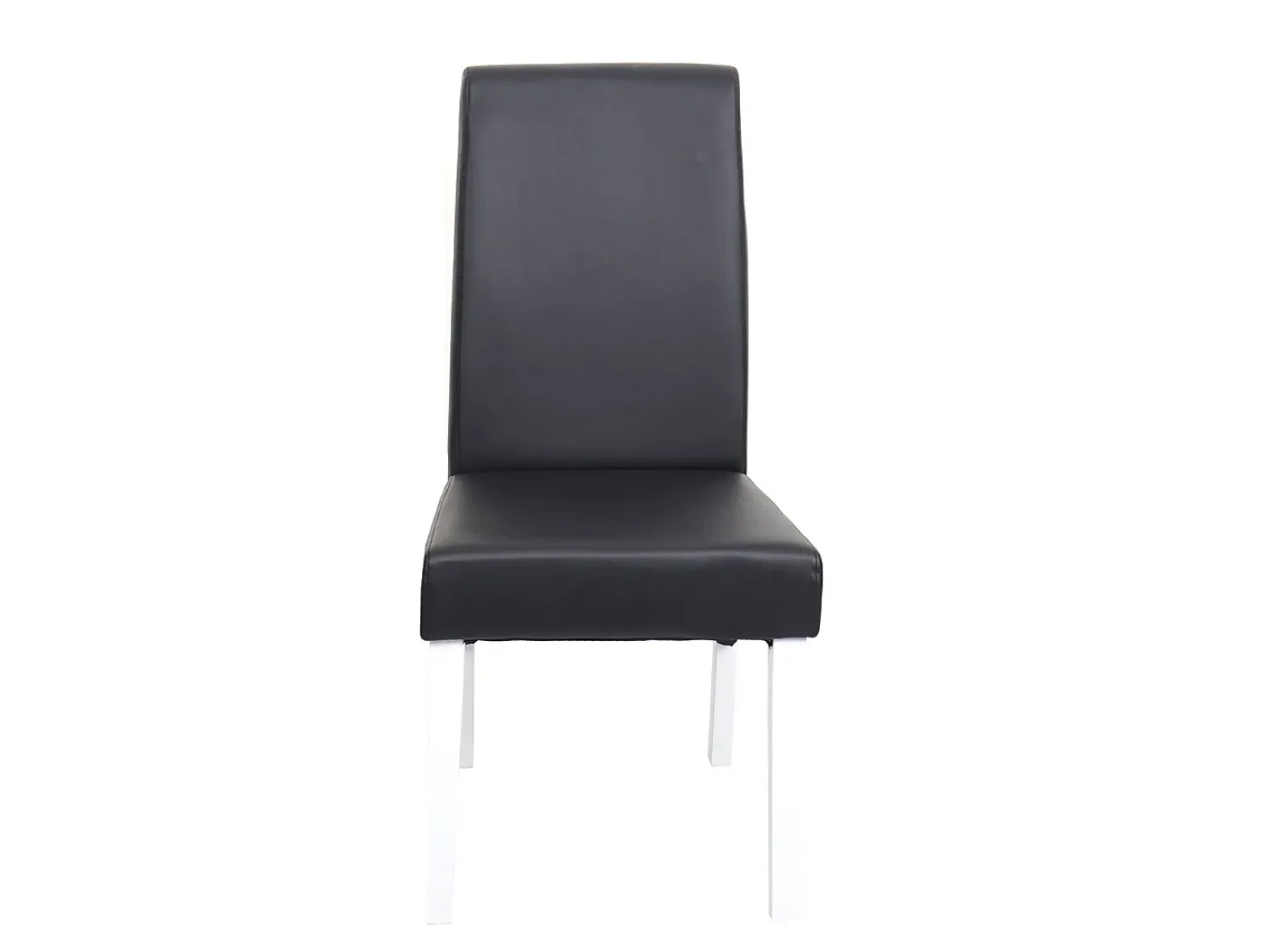 Silla de comedor Cesena (set de 2), cuero, negro, pies blancos